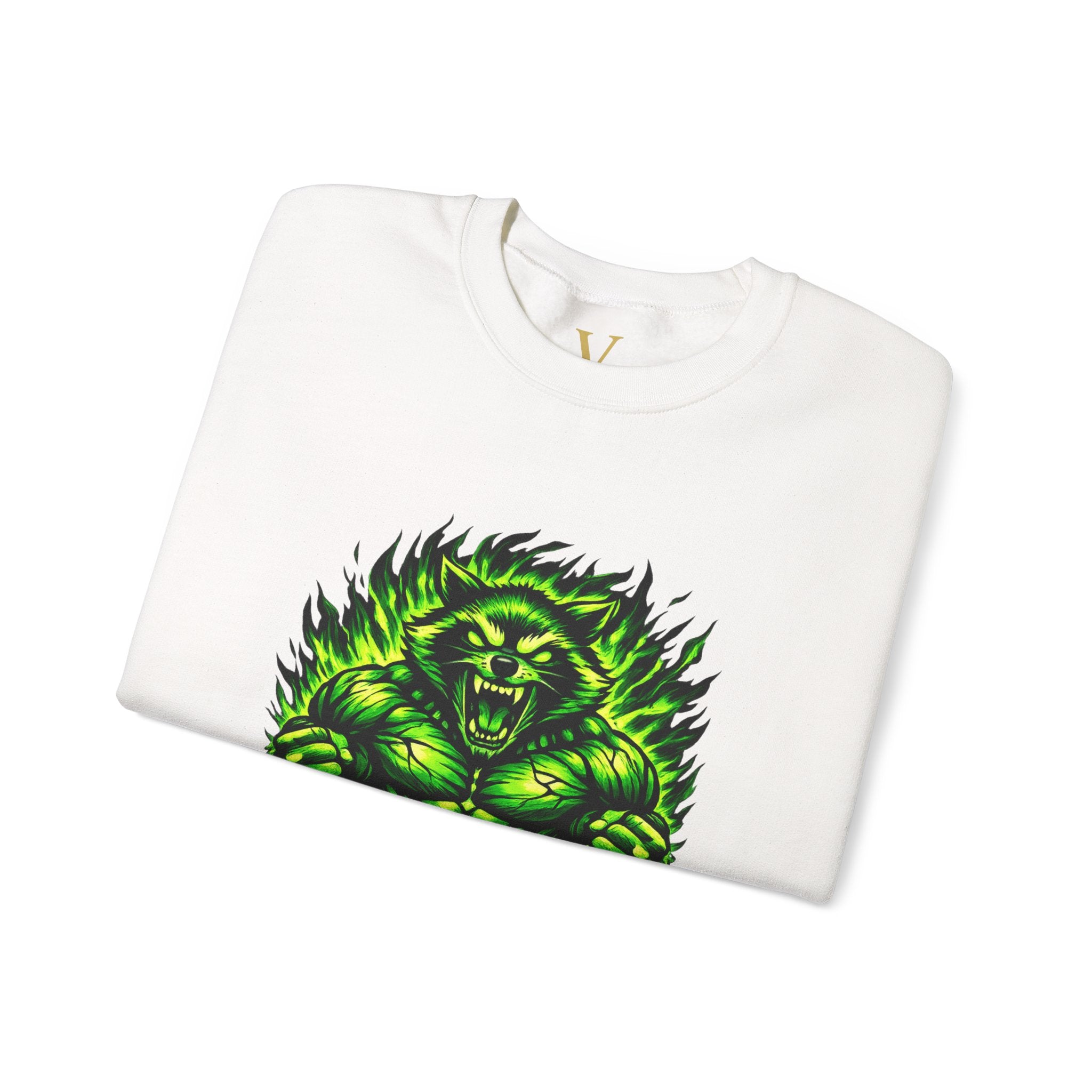 BEAST MODE GREEN MONSTER CREWNECK — UNISEX NEON FITNESS GRAPHIC SWEATSHIRT