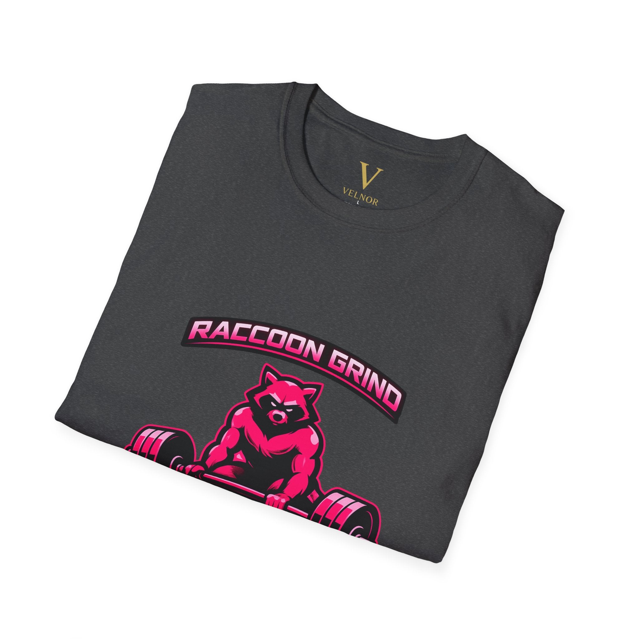 Raccoon Grind Unisex Gym T-Shirt – Motivational Weightlifting Streetwear Tee