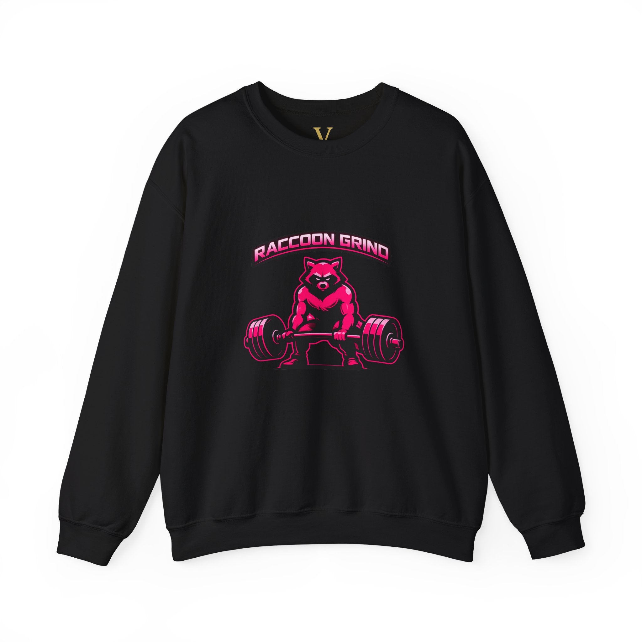 Raccoon Grind Unisex Crewneck Sweatshirt – Neon Gym Streetwear Workout Pullover
