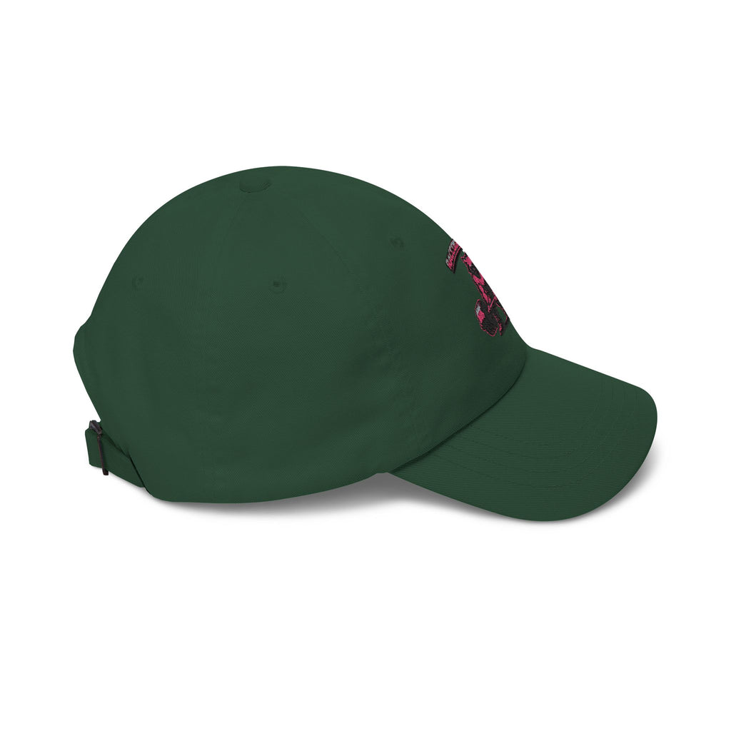 RACCOON GRIND EMBROIDERED DAD CAP — UNISEX PINK GYM MASCOT