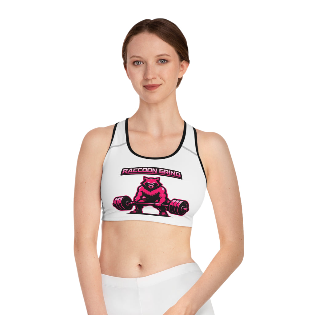 Raccoon Grind Women’s Sports Bra – Neon Gym Workout Crop Top