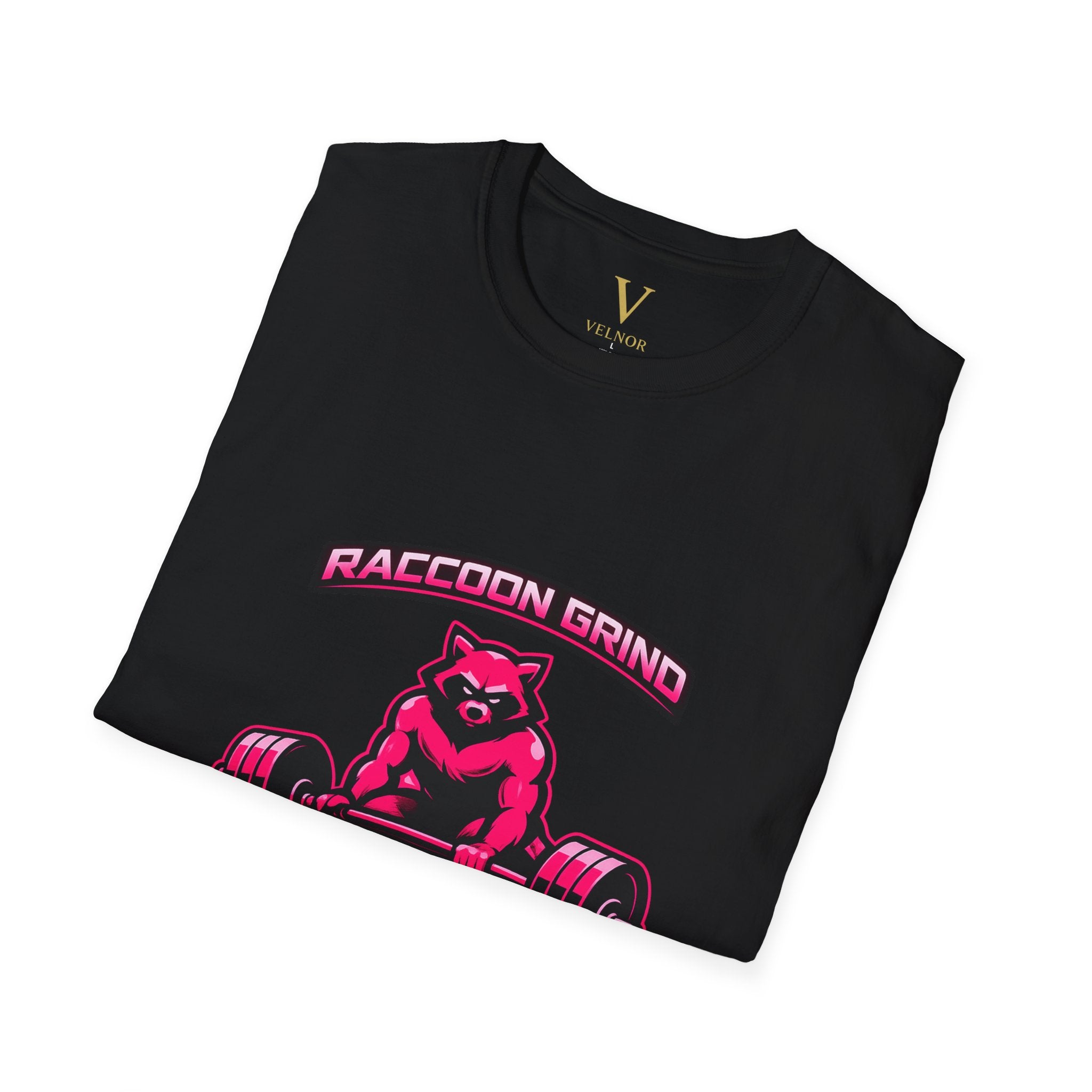 Raccoon Grind Unisex Gym T-Shirt – Motivational Weightlifting Streetwear Tee