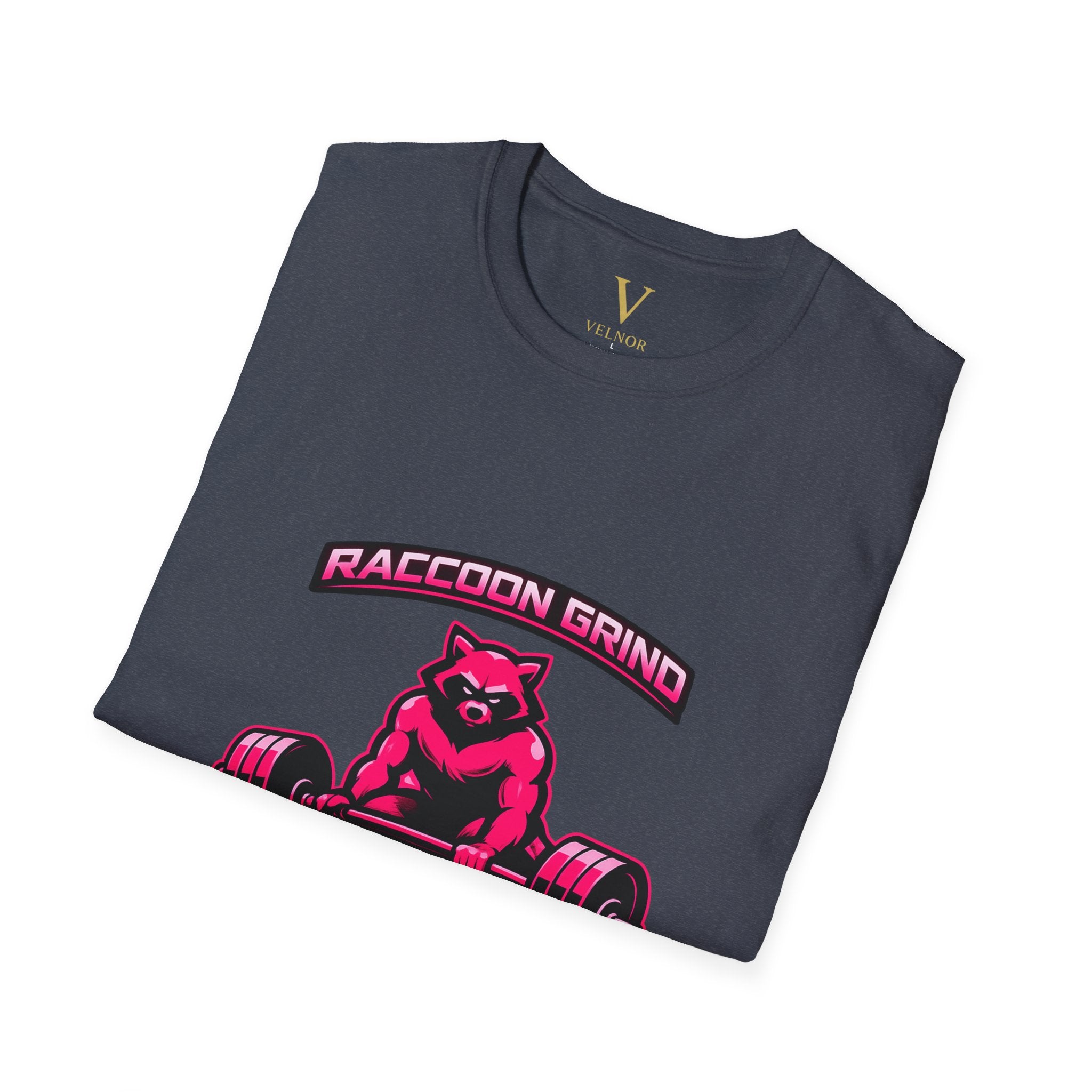 Raccoon Grind Unisex Gym T-Shirt – Motivational Weightlifting Streetwear Tee