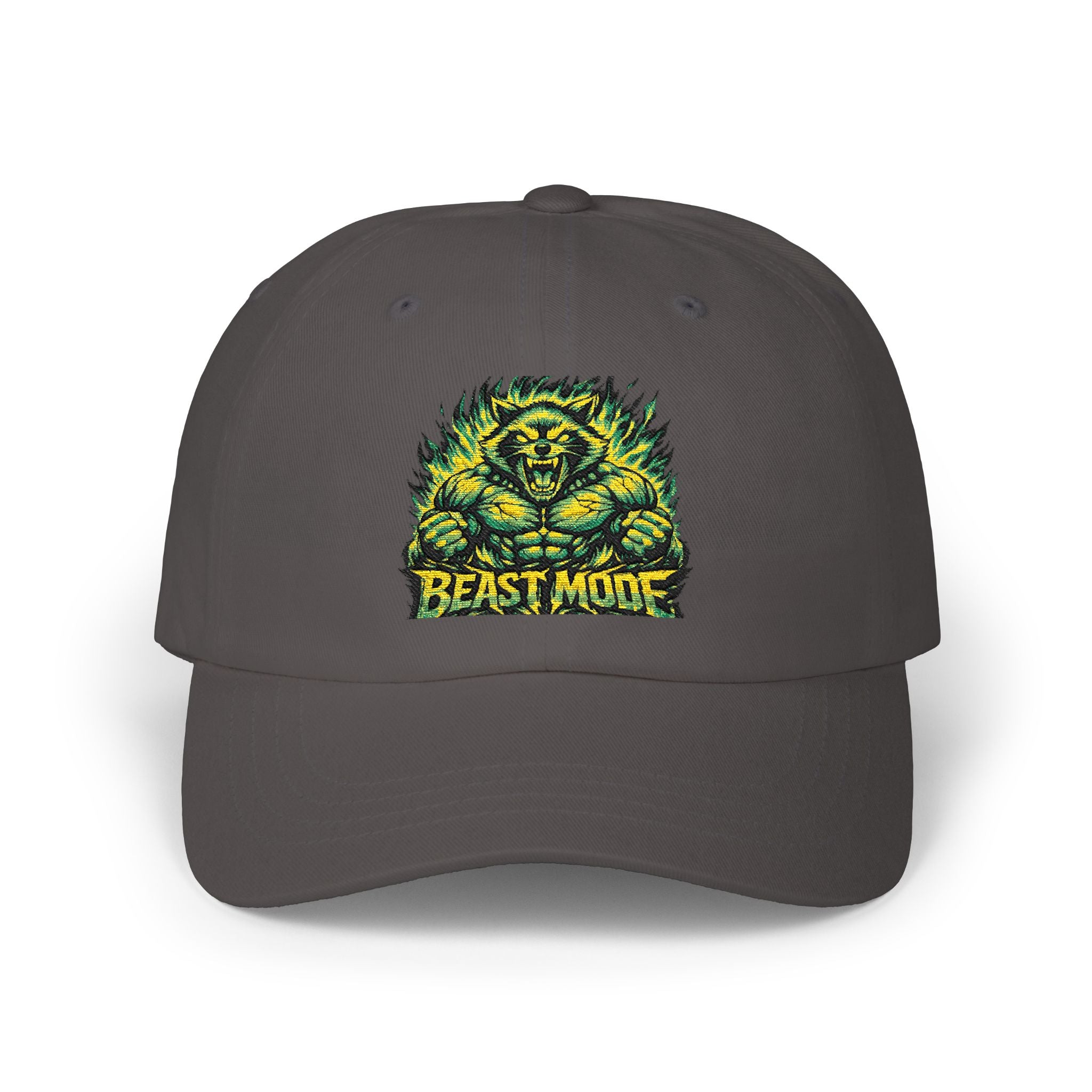 BEAST MODE LION EMBROIDERED DAD CAP — UNISEX GREEN MONSTER GYM BASEBALL HAT