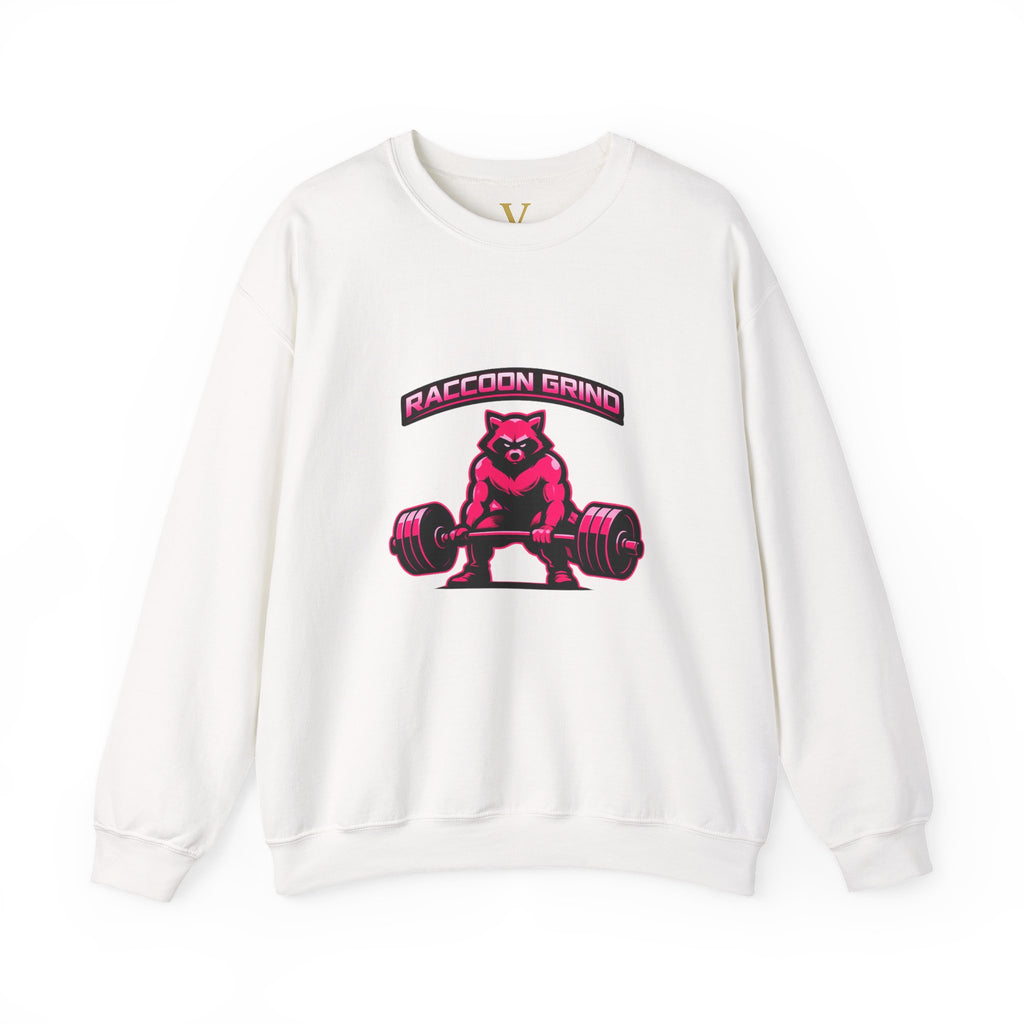 Raccoon Grind Unisex Crewneck Sweatshirt – Neon Gym Streetwear Workout Pullover