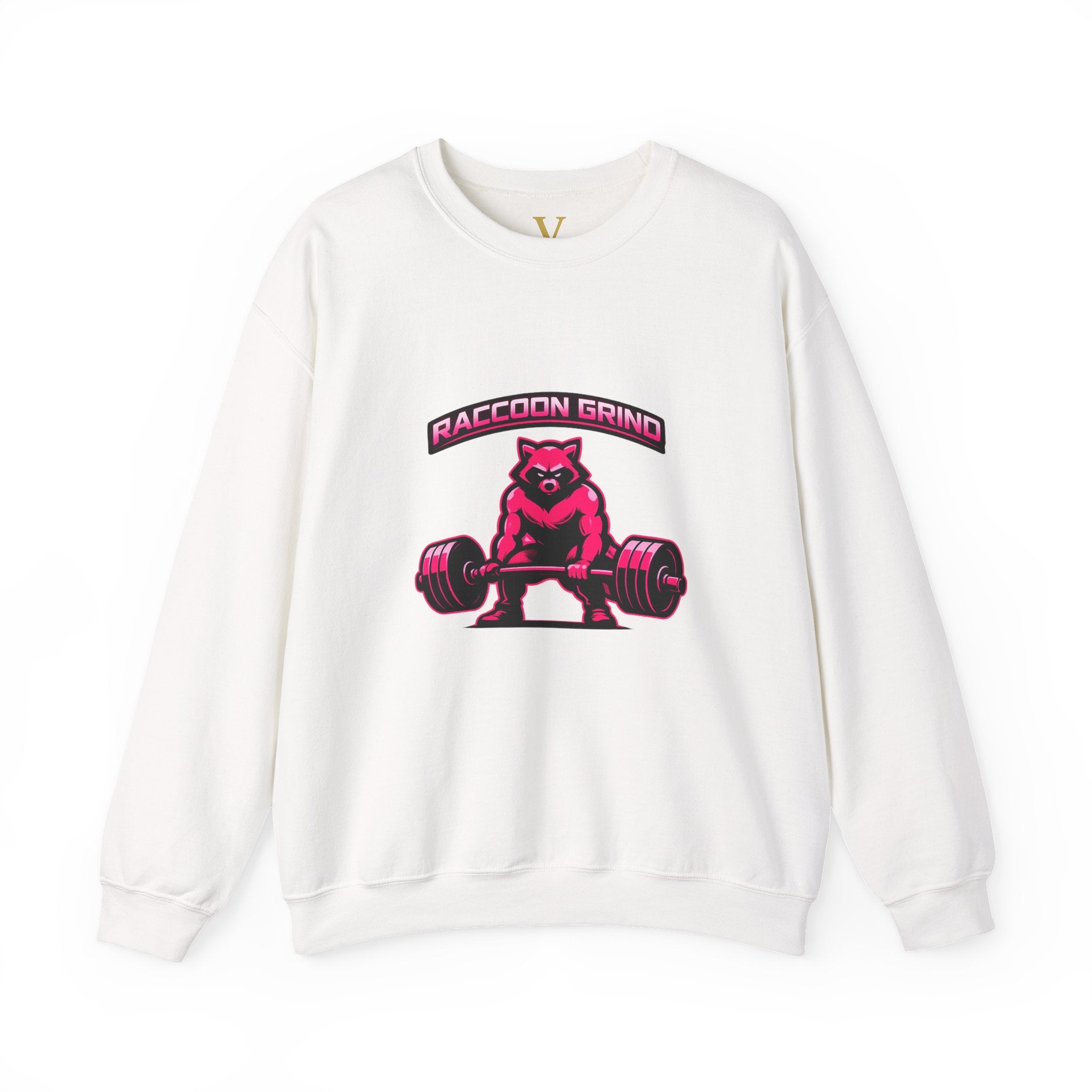 Raccoon Grind Unisex Crewneck Sweatshirt – Neon Gym Streetwear Workout Pullover