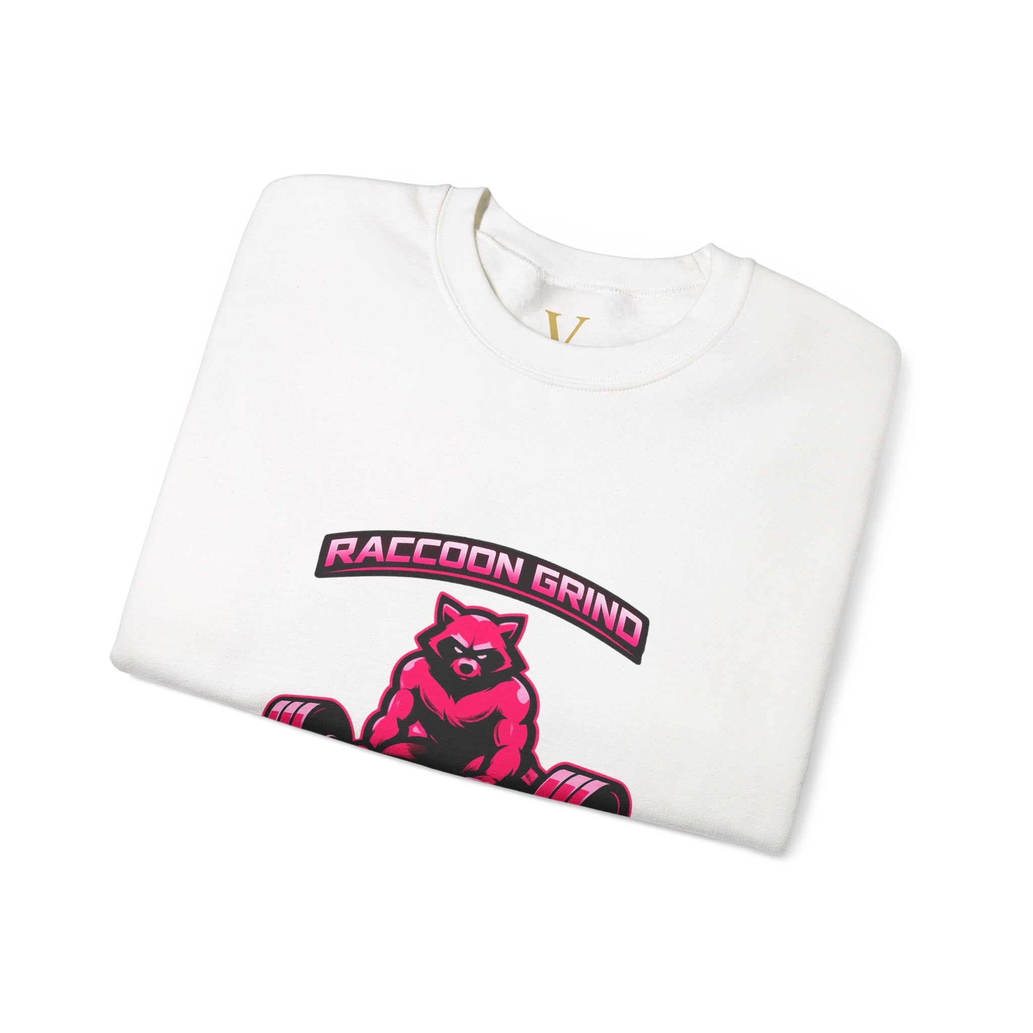 Raccoon Grind Unisex Crewneck Sweatshirt – Neon Gym Streetwear Workout Pullover