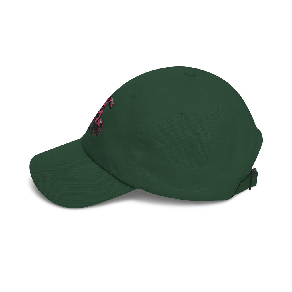 RACCOON GRIND EMBROIDERED DAD CAP — UNISEX PINK GYM MASCOT