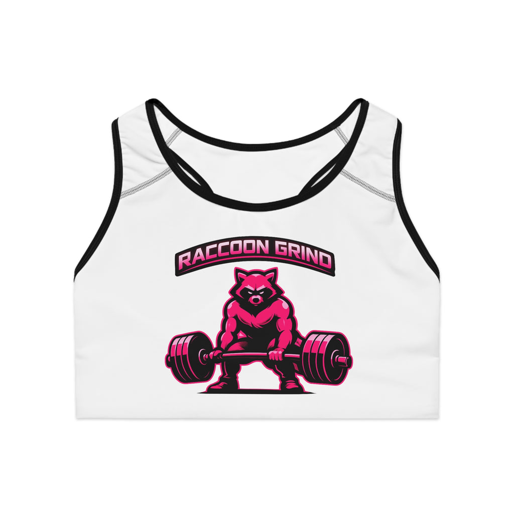 Raccoon Grind Women’s Sports Bra – Neon Gym Workout Crop Top