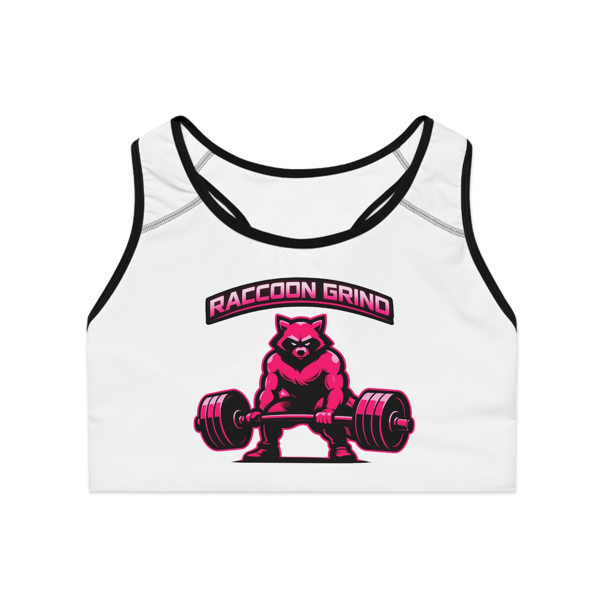 Raccoon Grind Women’s Sports Bra – Neon Gym Workout Crop Top