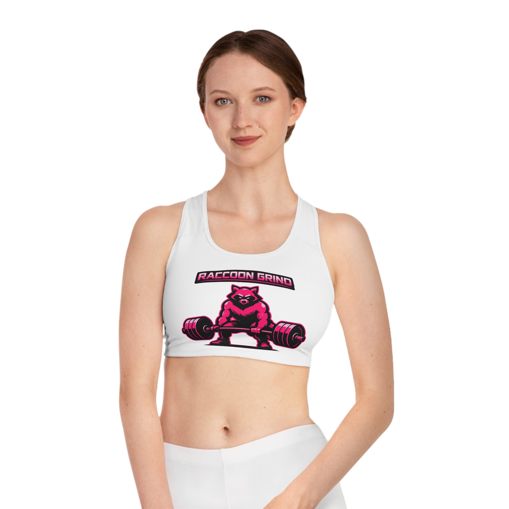 Raccoon Grind Women’s Sports Bra – Neon Gym Workout Crop Top