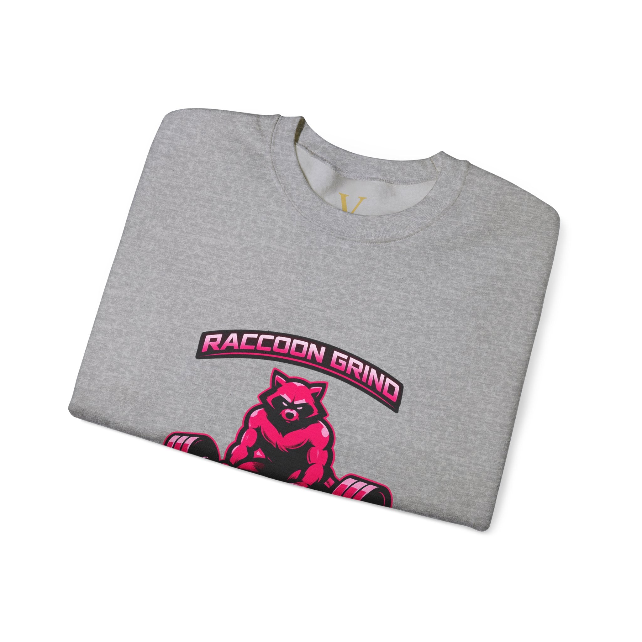 Raccoon Grind Unisex Crewneck Sweatshirt – Neon Gym Streetwear Workout Pullover