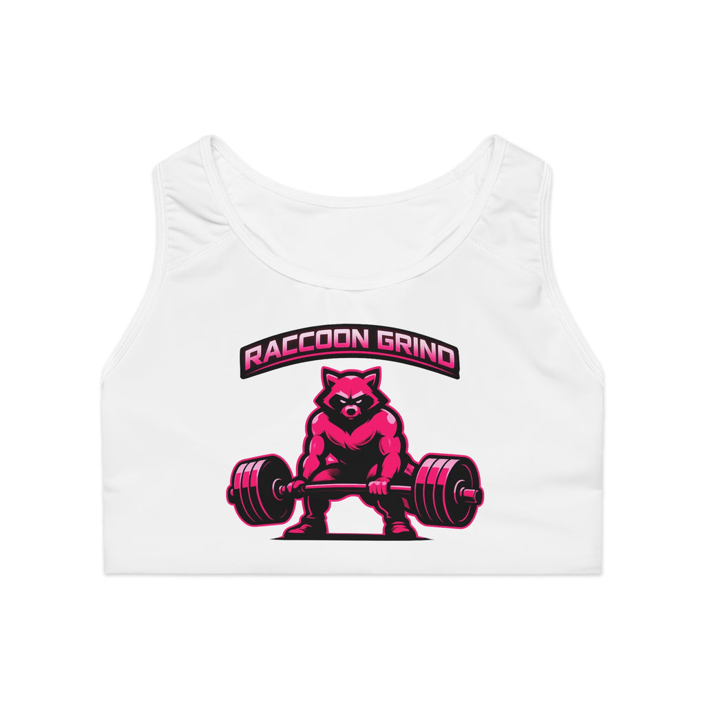 Raccoon Grind Women’s Sports Bra – Neon Gym Workout Crop Top