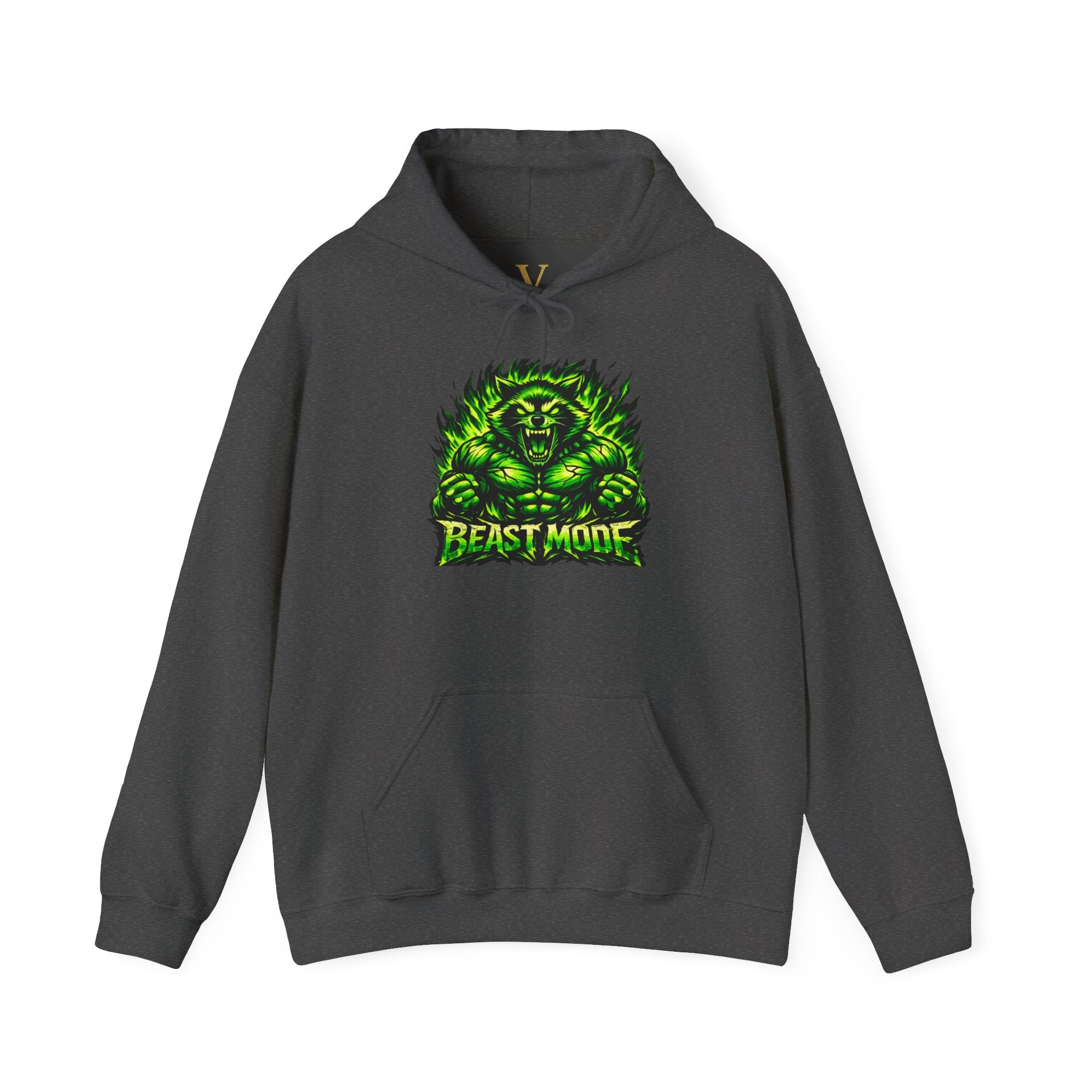 BEAST MODE GREEN MONSTER HOODIE — UNISEX NEON GYM WORKOUT PULLOVER SWEATSHIRT