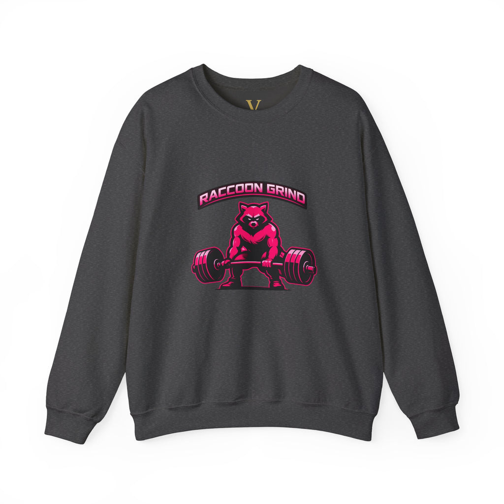 Raccoon Grind Unisex Crewneck Sweatshirt – Neon Gym Streetwear Workout Pullover