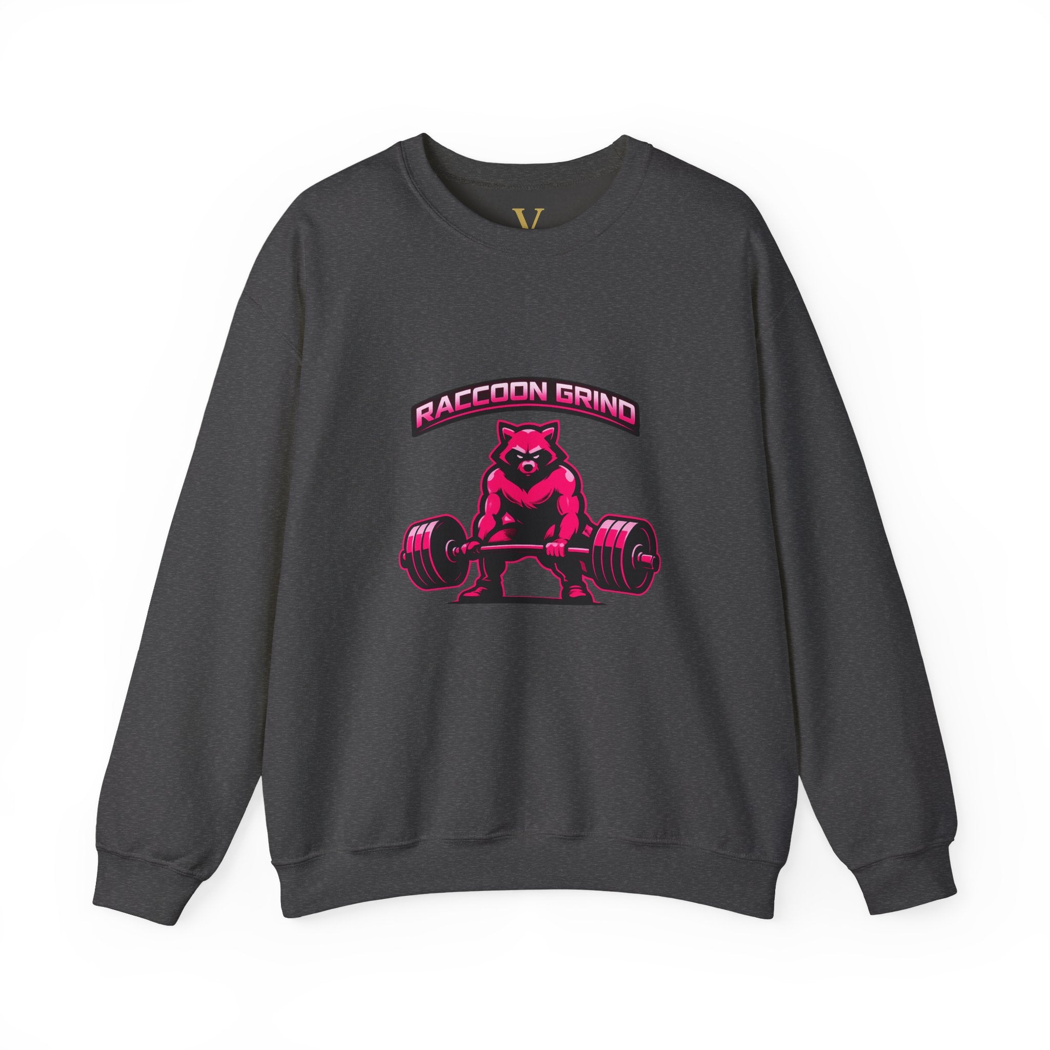 Raccoon Grind Unisex Crewneck Sweatshirt – Neon Gym Streetwear Workout Pullover