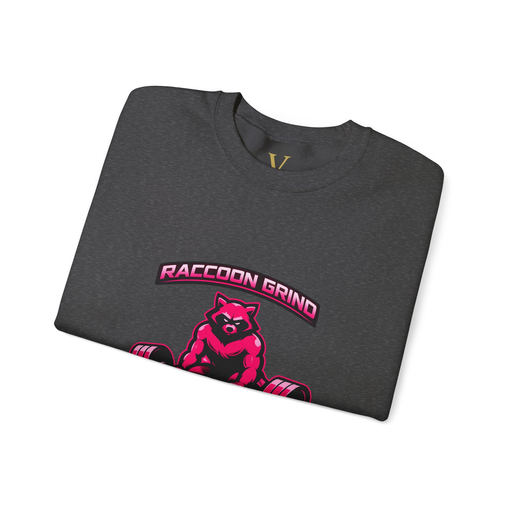 Raccoon Grind Unisex Crewneck Sweatshirt – Neon Gym Streetwear Workout Pullover