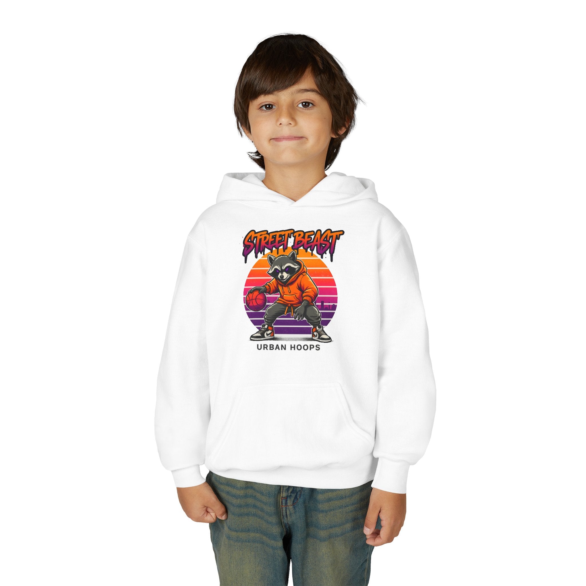 STREET BEAST YOUTH HOODIE — URBAN HOOPS BASKETBALL GRAPHIC PULLOVER FOR KIDS