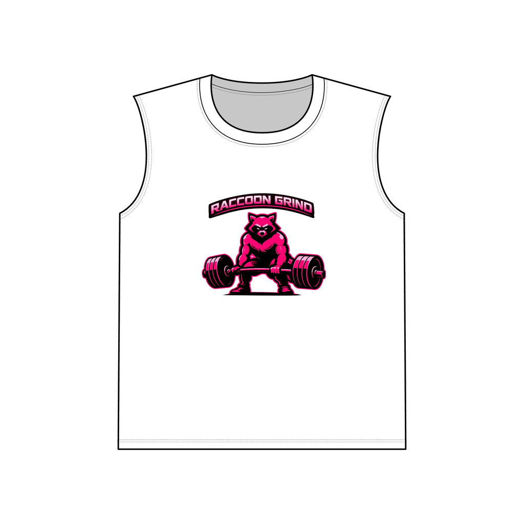 RACCOON GRIND MEN’S MUSCLE TANK TOP — NEON PINK GYM WORKOUT SLEEVELESS SHIRT